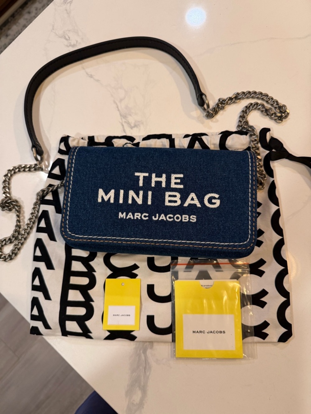 Marc Jacobs Denim Wallet Crossbody in Dark Blue with Black Accents